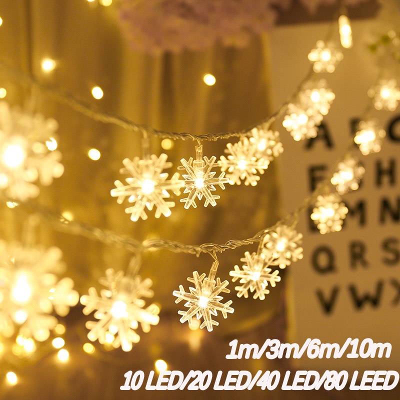 ✝ ไฟเส้น LED ไฟเกล็ดหิมะ  ของตกแต่งวันหยุด 2M/3M/6M/10M  ไฟประดับ ไฟกระพริบไฟตกแต่ง ไฟเส้น หลอดไฟแต่