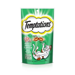 เทมเทชันส์ ขนมแมว รสซีฟู้ด 85 กรัม อาหารแมว Temptations Cat Treats Seafood Medley 85 g