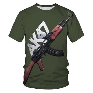 War Guns AK47 เสื้อยืดลําลอง แขนสั้น พิมพ์ลาย 3D โอเวอร์ไซซ์ แฟชั่นฤดูร้อน สําหรับผู้ชาย