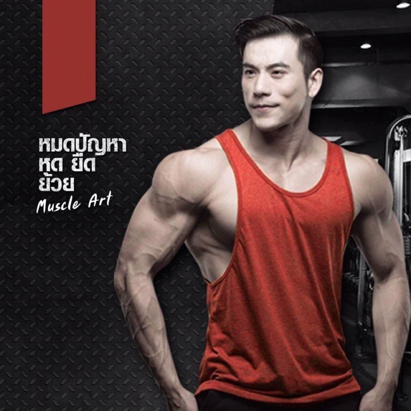 เสื้อกล้ามผู้ชาย เปิดปีก ทรงตรง พลัสไซส์ งานตัดเอง ไม่ซ้ำใคร แบรนด์ไทย MuscleArt ภาพถ่ายจากงานจริง - รูปที่ 7