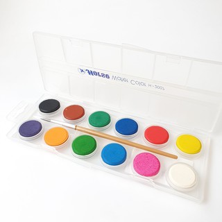 Horse สีน้ำแบบก้อน 12 สี + พู่กัน แบบกล่องพร้อมใช้งาน Water Color H-2007