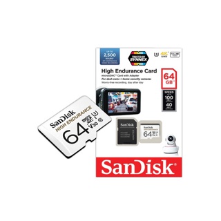 SanDisk High Endurance 64GB microSD Card (SDSQQNR_064G_GN6IA) เมมโมรี่ การ์ด แซนดิสก์ กล้องติดรถยนต์ กล้องวงจรปิด Synnex