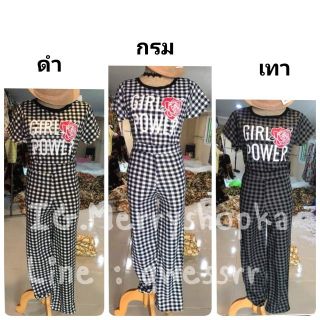 Set​2​ชิ้น กางเกง + เสื้อครอป