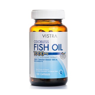 Exp.2026 น้ำมันปลาไร้กลิ่นคาว (100แคปซูล) Vistra Odorless Fish Oil 1000mg วิสทร้า โอเดอร์เลส ฟิชออย