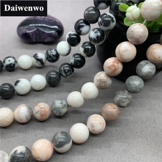 Black White Zebra Stone Beads สีดำสีขาวม้าลายหินลูกปัดรอบ 4-12 มิลลิเมตรพลอยหลวม Spacer DIY สำหรับเครื่องประดับ