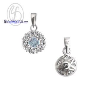 Finejewelthai-จี้อะความารีน-จี้พลอย-พลอยประจำเดือนเกิด-Aquamarine-Silver-Pendant-Birthstone-P1083aq00e (ราคาต่อชิ้น)