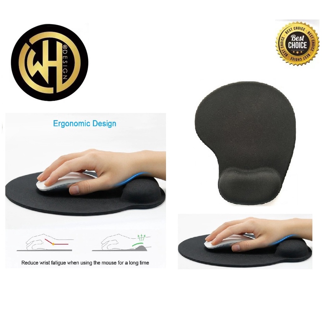 Mbox WRIST ARM REST GEL MOUSE PAD SUPPORT เมาส์ USB PC ทั้งหมด - สีดํา