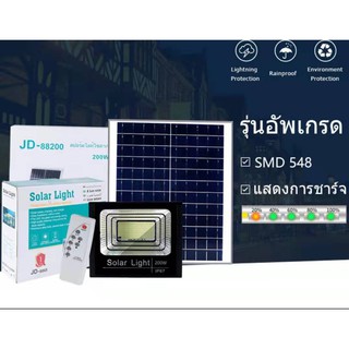 สปอร์ตไลท์โซล่าเซลล์ LED 200W พร้อมรีโมท แสงสีขาว Daylight Solar Cell Solar Light Solar Panel 016