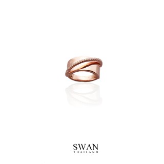 SWAN - Twist RoseGold Ring แหวนเงินแท้ ฝังเพชรคิวบิกเซอร์โคเนีย cubic zirconia