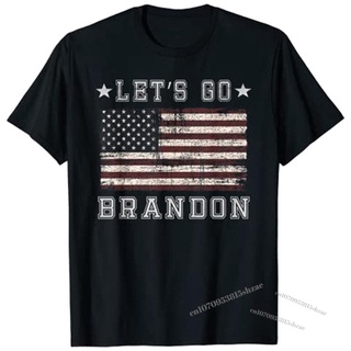 [COD]เสื้อยืด พิมพ์ลายธงอเมริกัน Lets Go Brandon Biden Chant Grunge Distressed สําหรับผู้ชายS-5XL