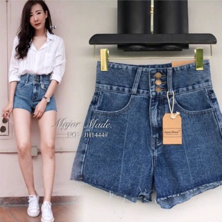 -Korea denim highwaist jeans กางเกงยีนส์ขาสั้น