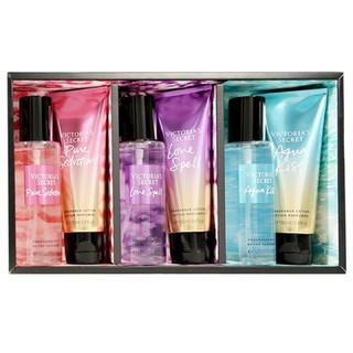 Victorias Secret PURE SEDUCTION + LOVE SPELL + AQUA KISS Body Mist &amp; Lotion SET