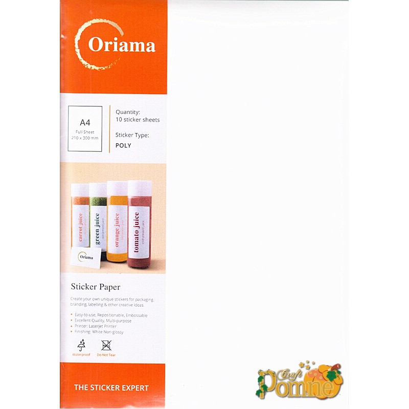 Paper Sticker White - Origama / Origama POLY Sticker Paper Size. A4