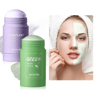 สาวชาเขียว Solid Mask Deep ทำความสะอาดโคลน Mask Stick Oil Control Anti-Acne มะเขือยาวมาสก์ Purifying Clay Stick Mask Ski