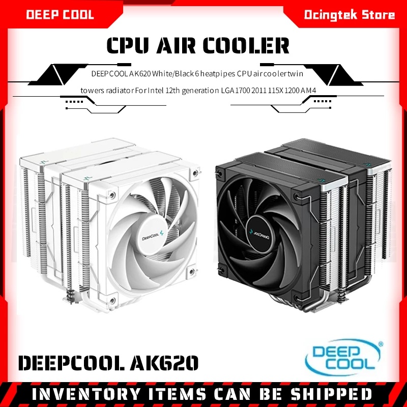 Deepcool AK620 พัดลมระบายความร้อน CPU ท่อความร้อน 6 ท่อ 12 ซม. PWM เสียงเงียบ สําหรับ 1151 AMD AM4