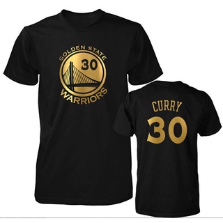 ผ้าฝ้ายแท้เสื้อยืด พิมพ์ลาย Golden State Warriors Stephen Curry NBA Player Name &amp; Number สไตล์คลาสสิก สําหรับผู้ชายS-4XL