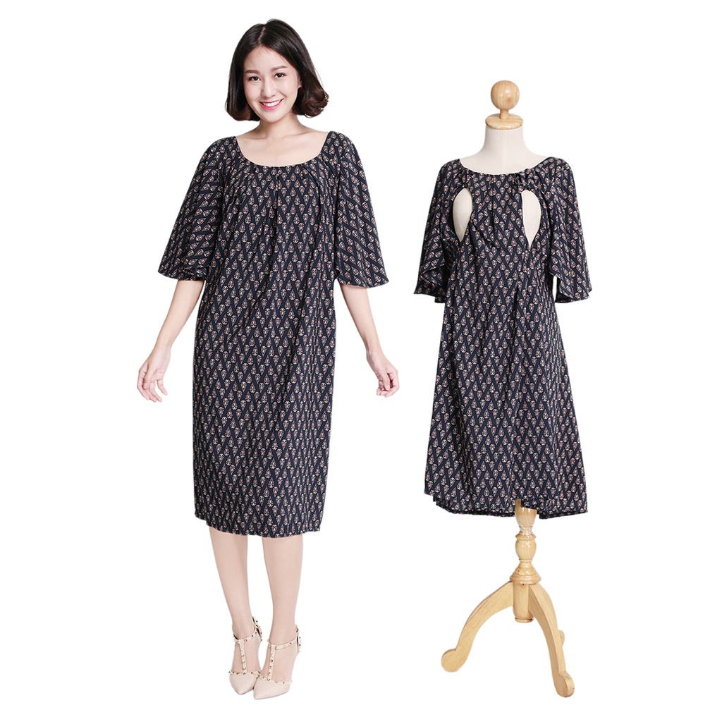 พร้อมส่ง!! ชุดให้นมสีดำ ชุดคลุมท้องสีดำ Muko Casey DZ25 ชุดโทนสีสุภาพ ชุดทำงานสีดำ