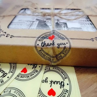 10 ดวง สติ๊กเกอร์ PVC ใส กันน้ำ 100% 3xm Thank you Sticker Handmade Especially for you สติกเกอร์ ขอบคุณ ฉลากสินค้า