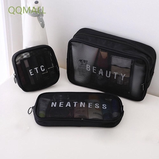 QQMALL Men Digital Storage Bag Breathable Makeup Bag Organizer Women Travel Fashion Mesh Multi-function Cosmetic Pouch