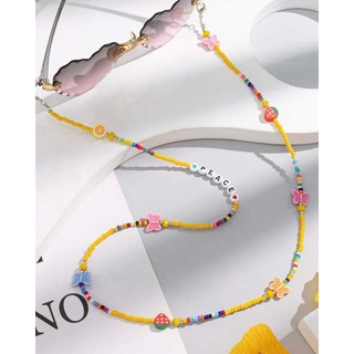 Peace glasses chain สร้อยลูกปัดคล้องแว่นตา รุ่นนี้มีตะขอคล้อง mask ได้นะคะ สีสดใส แบบเก๋ๆ น่ารักมากๆ