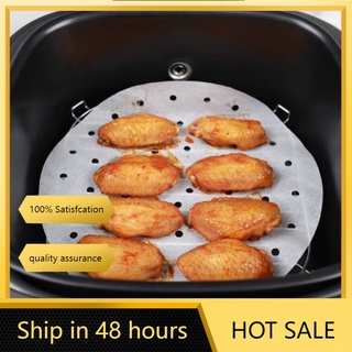 100Pcs Air Fryer กระดาษนึ่งไม้ไผ่กระดาษรองอบแบบใช้แล้วทิ้งกระดาษรองอบไม่ติดกระดาษน้ำมัน