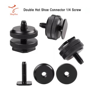 Double Hot shoe connector 1/4 camera screw hot shoe boots adapter