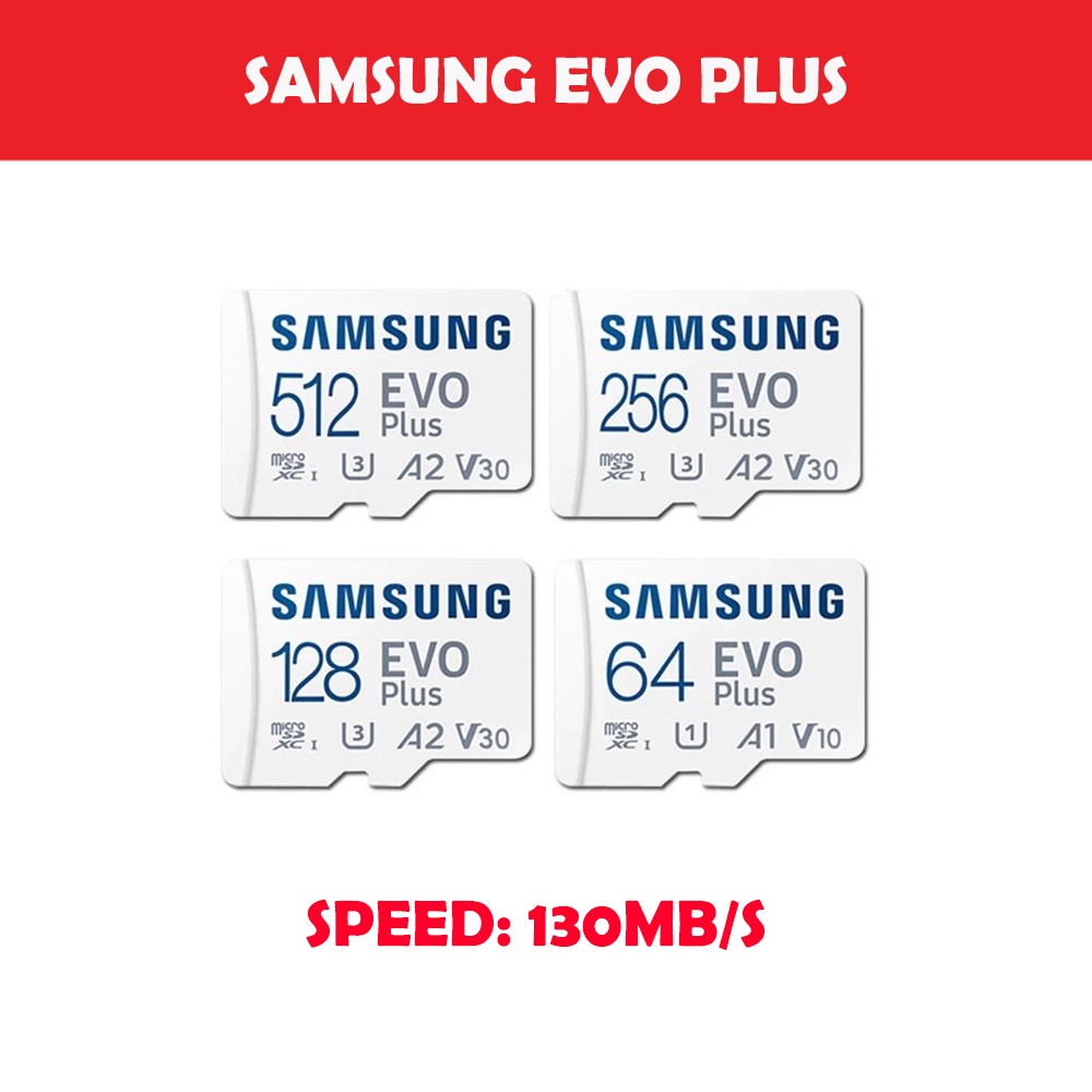 การ์ดหน่วยความจํา Samsung Evo Plus SD 130MB/s - 32GB 64GB 128GB 256GB