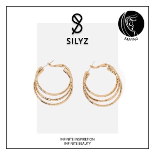 Silyz ต่างหูห่วงชั้น  ต่างหูห่วง ต่างหูห่วงใหญ่แบบหนา 18k gold plated S-137