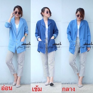 👖NN-ST🌟 BASIC DENIM BLAZER เสื้อสูทยีนส์ เสื้อคลุมยีนส์ เสื้อยีนส์ สไตล์เกาหลี