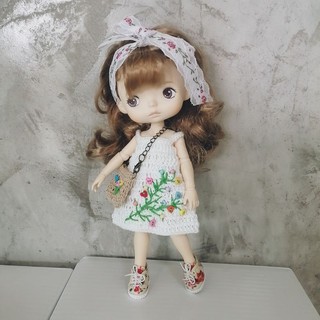 ชุด​ตุ๊กตา​ถักโค​รเชต์​ขนาด Monst joint doll ลาติวาย บาโบลี่ ขนาดใกล้คชุดตุ๊กตาโครเชต์ ปักลาย*ไม่รวม ตุ๊กตา​รองเท้า