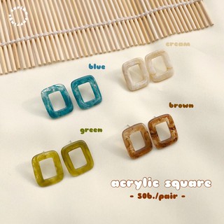 earika.earrings - square acrylic ต่างหูอะคริลิคทรงสี่เหลี่ยม (ก้านอัลลอยด์)