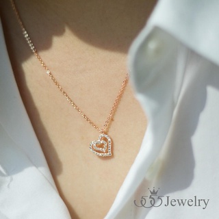 ☃555jewelry เครื่องประดับแฟชั่นผู้หญิง จี้รูปหัวใจพร้อมสร้อยคอดีไซน์สวยเก๋น่ารัก ประดับด้วยเพชรสวิส CZ แฟชั่นจิลเวลรี่ ร