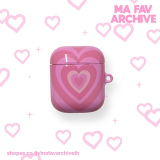 (พร้อมส่งในไทย) mafavarchive - Soft Pink heartbeam airpods case เคสแอร์พอด PC แข็ง เคลือบเงา ลายหัวใจ สีชมพูอ่อน