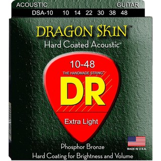 สายกีต้าร์โปร่งเคลือบ DR Strings รุ่น DRAGON SKIN Clear Coated Acoustic Guitar Extra Light