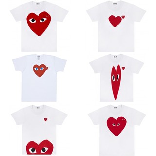 เสื้อยืดแขนสั้นสีขาวหัวใจสีแดง Play COMME des GARCONS