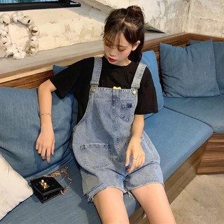 💗overalls เอี๊ยมกระโปรงยีน กางเกงแขวน กางเกงชิ้นชิ้นเดียว/ชุดเซท ยีนส์หลวม กางเกงยีนส์ขาสั้นนักเรียนน่ารัก กางเกงทรงเอี