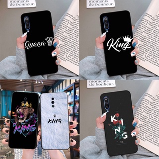 เคสโทรศัพท์มือถือ ซิลิโคนนิ่ม ลาย King and Queen ZL59 สีดํา สําหรับ Realme C2 C3 C11 2021 2021 C12 C15 C17 C20 C21 C25