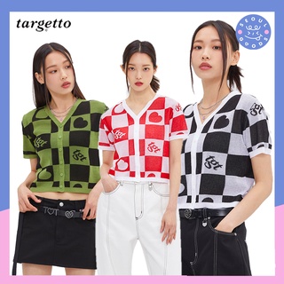 (พร้อมส่ง) เสื้อคาร์ดิแกนแขนสั้น Targetto - CHECKERBOARD CARDIGAN