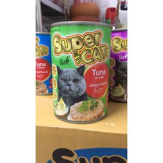 อาหารเปียกแมว Super Cat แบบกระป๋อง รสปลาทูน่าในเยลลี่ ขนาด 400 ก.