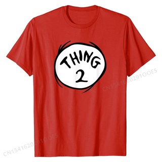 เสื้อยืดผ้าฝ้ายพรีเมี่ยม เสื้อยืดผ้าฝ้าย พิมพ์ลายสัญลักษณ์ Thing 2 สีแดง สําหรับผู้ชาย QACI