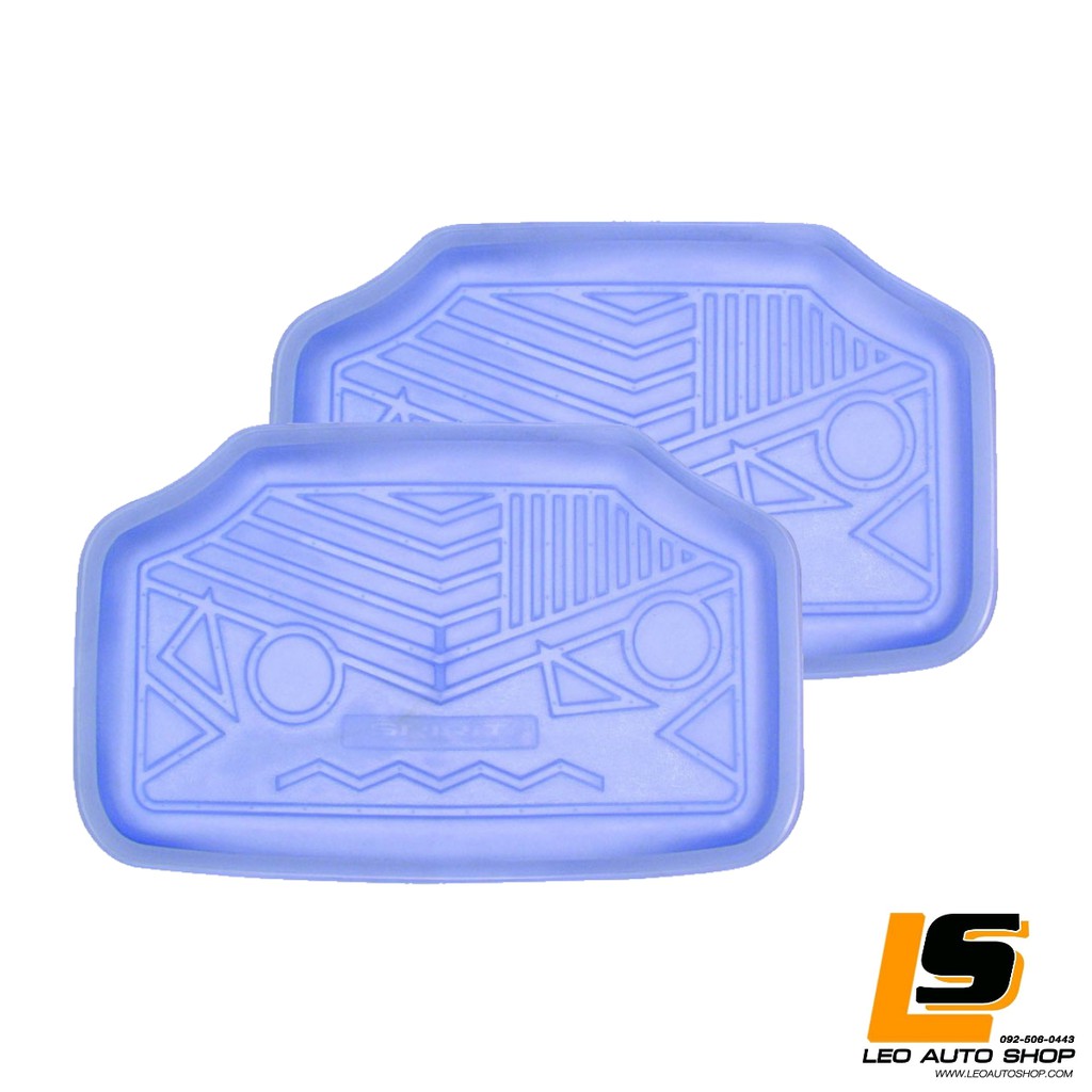 LEOMAX ถาดปูพื้นรถยนต์ พรมปูพื้น PVC รุ่น Spirit สำหรับด้านหลังกระบะรุ่นแคป CAB สีฟ้าใส 2 ชิ้น