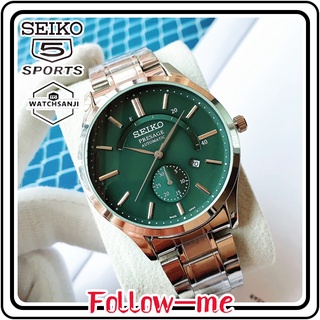 [In stock] Original Seiko 5 21 Jewels Automatic Watch for Men Luminous waterproof Green dial calendar Decorative pointer Stainless steel strap