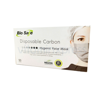 หน้ากากคาร์บอน หน้ากากอนามัย 4 ชั้น 1 กล่อง มี 50 ชิ้น carbon mask bio safe biosafe ****** สีดำ แมส