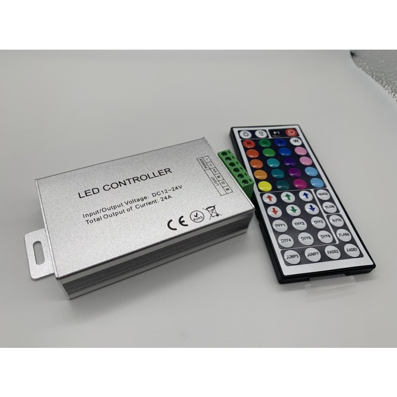 คอนโทรลไฟ5050 RGB 12V-24VDC 44จังหวะ 24A พร้อมรีโมท ใช้กับไฟ5050RGB 12V-24VDC