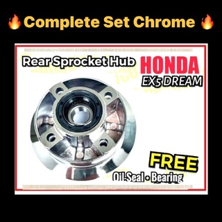 Honda WAVE100 ฮับคลัทช์ ASSY (ST) // EX5 Dream CHROME ดุมเฟือง ครบชุด + ดุมล้อแบริ่งซีลน้ํามัน Belakang