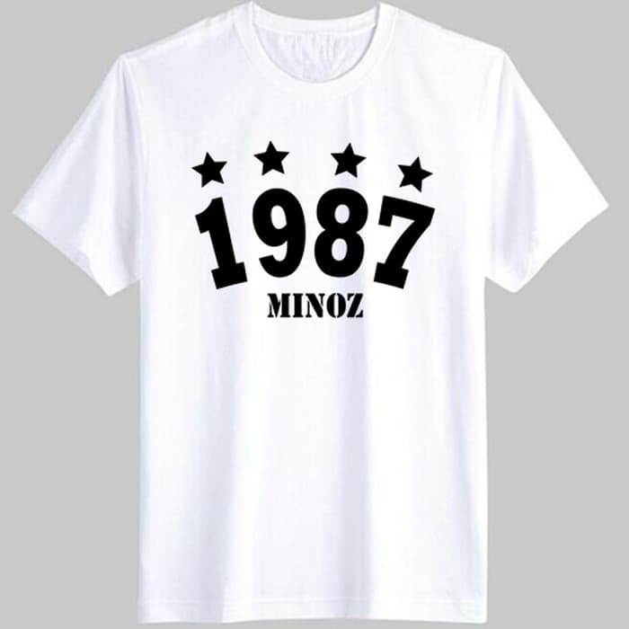 เสื้อยืดคอกลม สีขาว Lee Min Ho 1987 Minoz