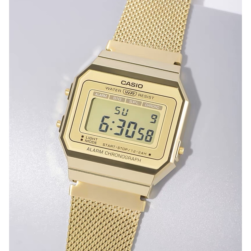 Ca sio Standard นาฬิกาข้อมือผู้ชาย/หญิงใส่ได้ สายสแตนเลส รุ่น A700 A700W A700WM สีทอง/เงิน/โรสโกล มีสายข้อกับสายถัก
