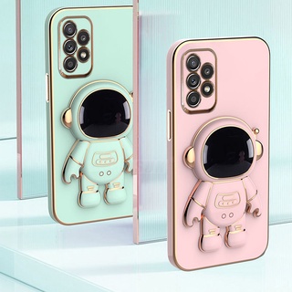 Stand Case For Samsung Galaxy A12 A22 A32 A52 A72 M32 M22 M12 A52S Astronaut Plating Bracket Soft Phone Cover