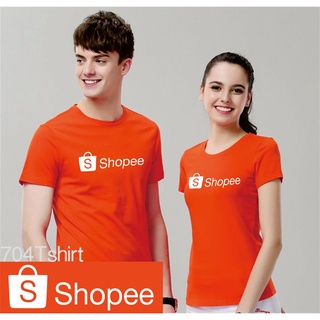 เสื้อยืดshopee เสื้อช็อปปี้ เสื้อshopee เสื้อยืดช็อปปี้ สกรีนตัวหนังสือสีส้ม shopee