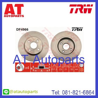 จานคู่ดิสเบรค-คู่ดรัมเบรค FORD เฟียสด้า  **ปี2010 **No.DF4966หน้า-DB4279หลัง **ยี่ห้อ TRW **ราคาขายต่อคู่